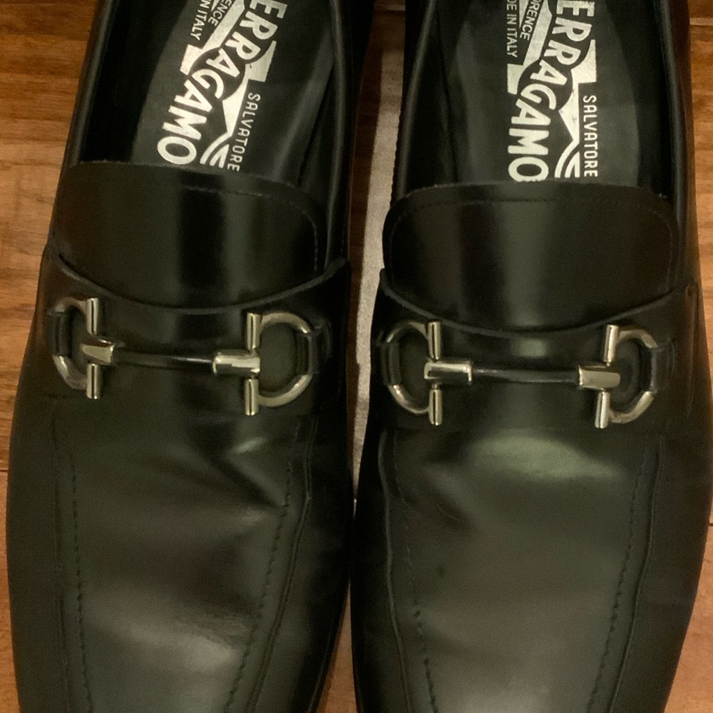 Salvatore Ferragamo Black Leather Slip-On Loafers - Picture 3 of 5